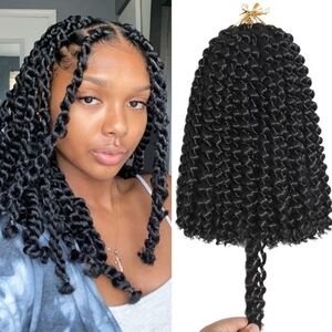 Passion Twist Water Wave Crochet Hair 9 Packs Water Wave Pre-looped 12" Black
